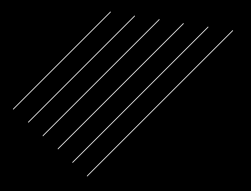 平行な2線間の距離を5分割した例