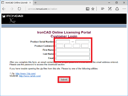 IronCAD Online Licensing Portal