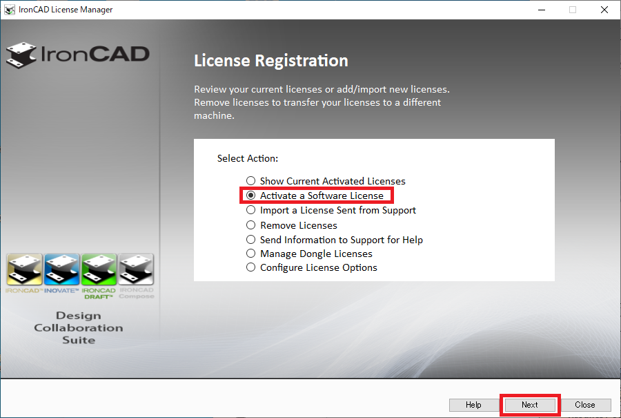 IronCAD License Manager 画面