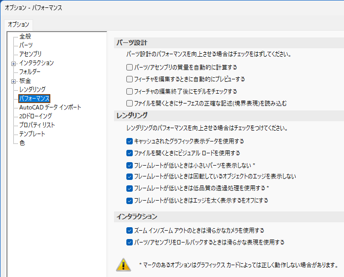 オプション パフォーマンス