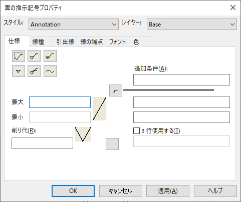 面の指示記号