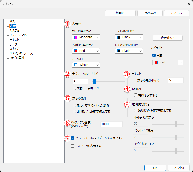 オプション 表示