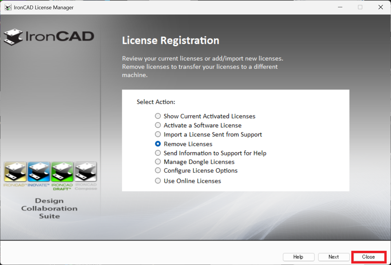 License Management Tool 終了