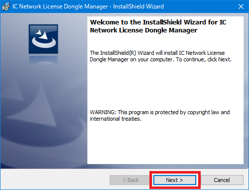 IC Network License Dongle Manager インストール画面