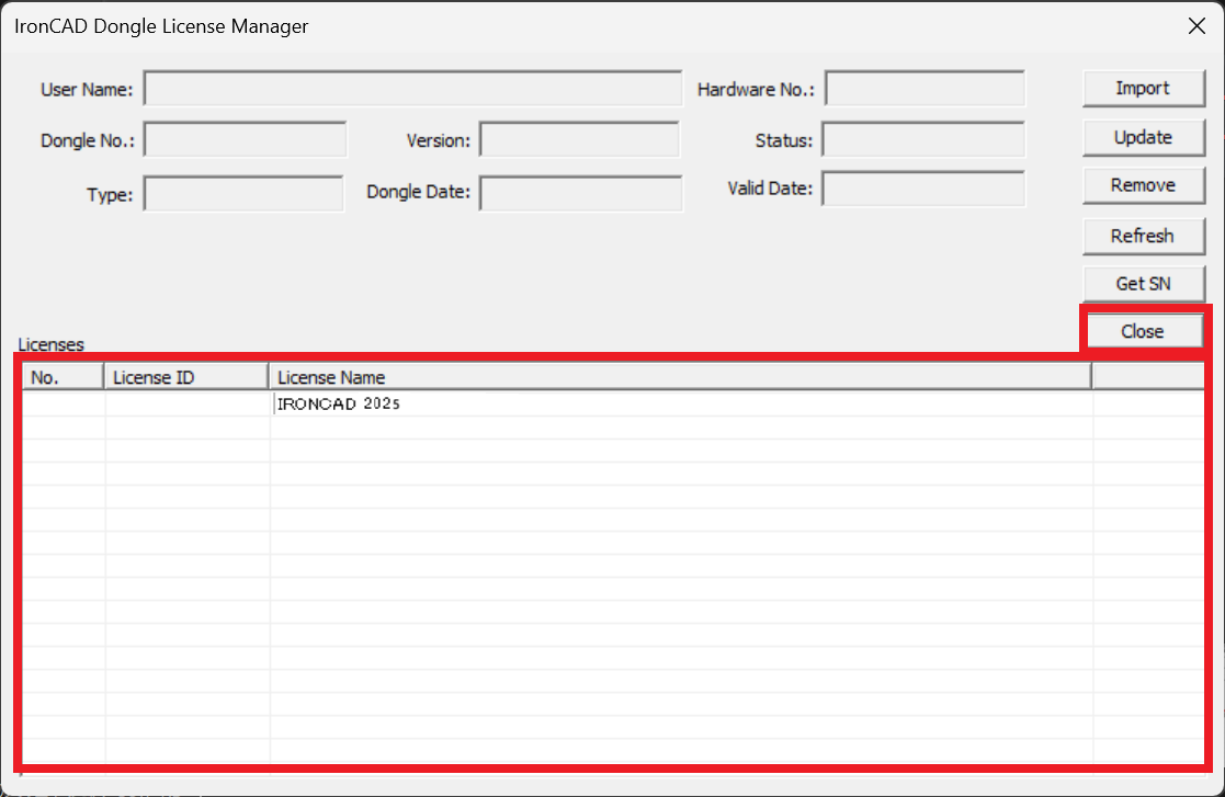 ライセンスの確認